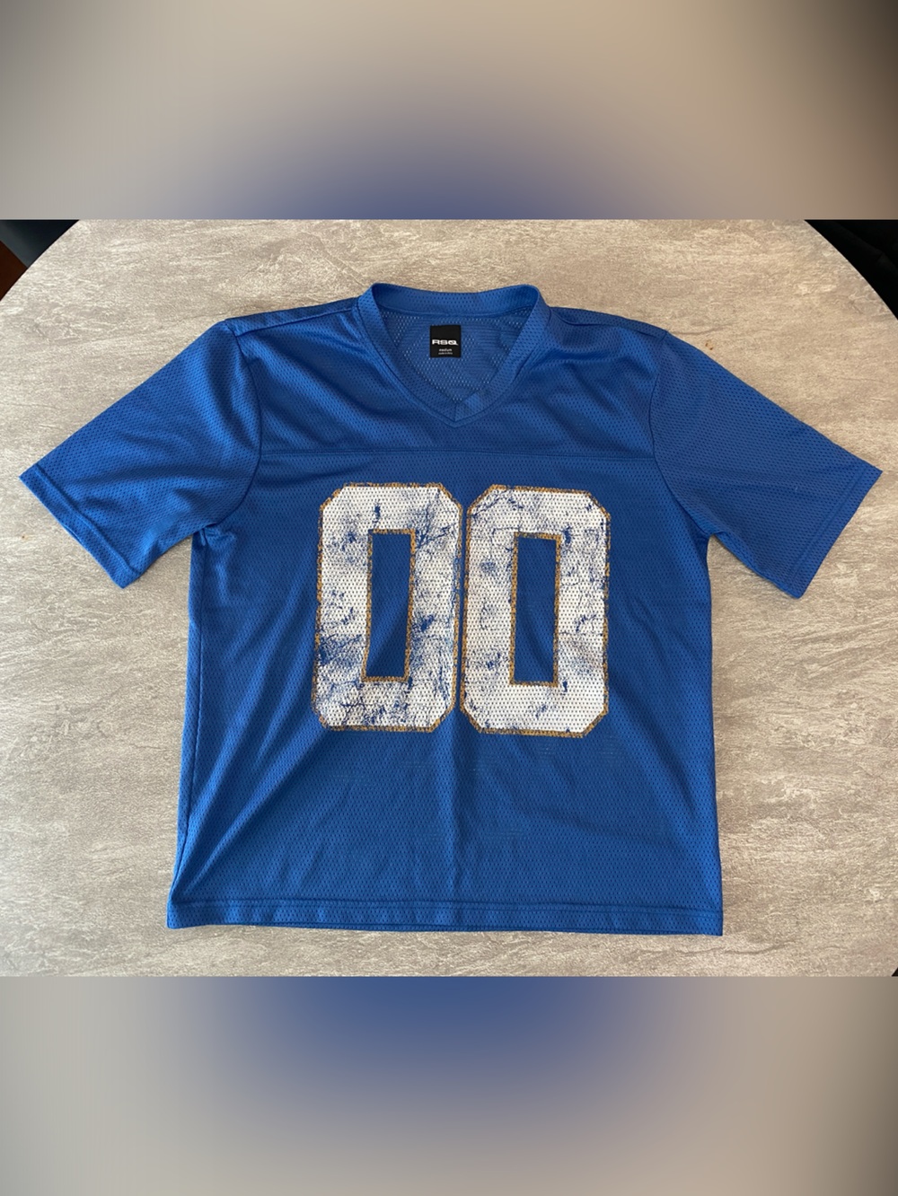 RSQ Blue Mesh Athletic Jersey with Distressed '00' Graphic